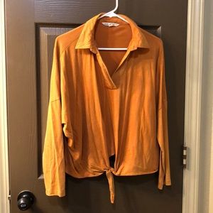 Mustard Gold Semi Cropped Shirt